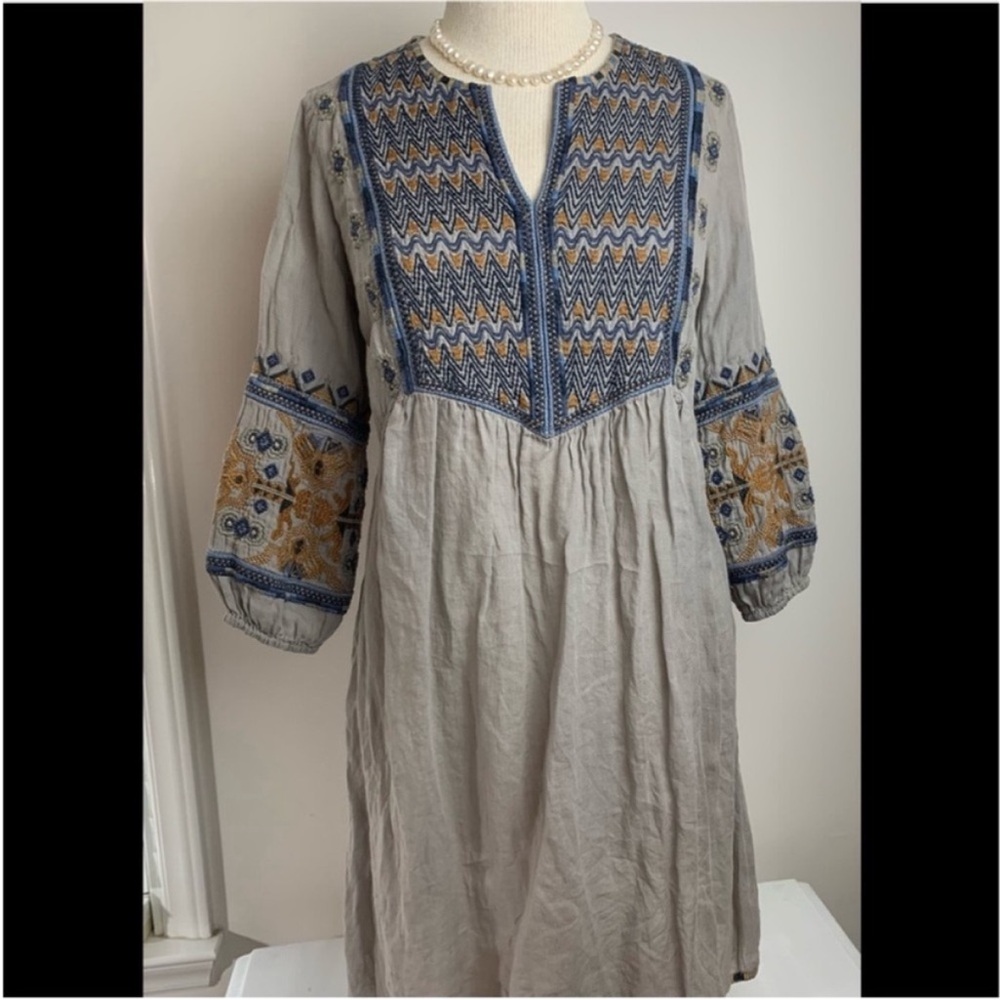 Johnny Was Tunic Top Dress Colonial Renaissance Medieval embroidered size XS/S